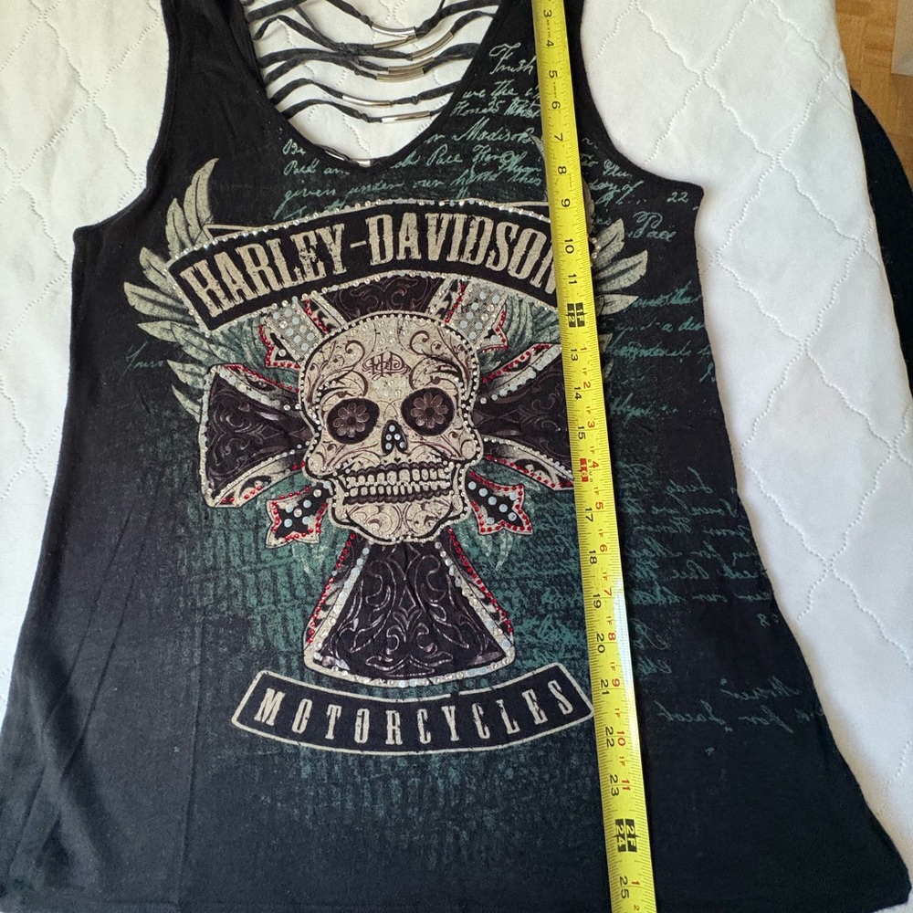 Harley-Davidson Black and Green Skull Tank - Picture 6 of 6